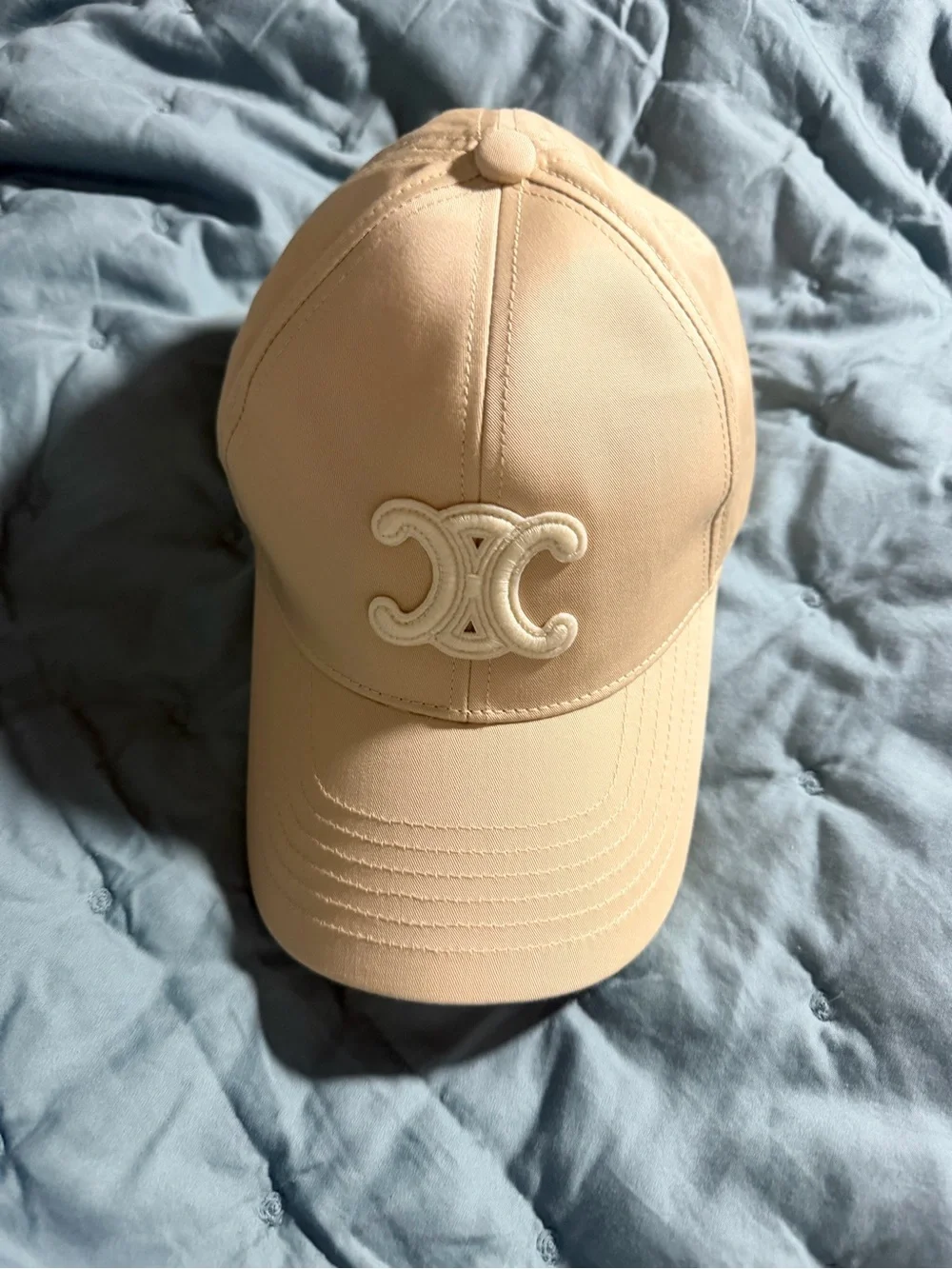 Celine Beige Baseball Cap with Embroidered Logo